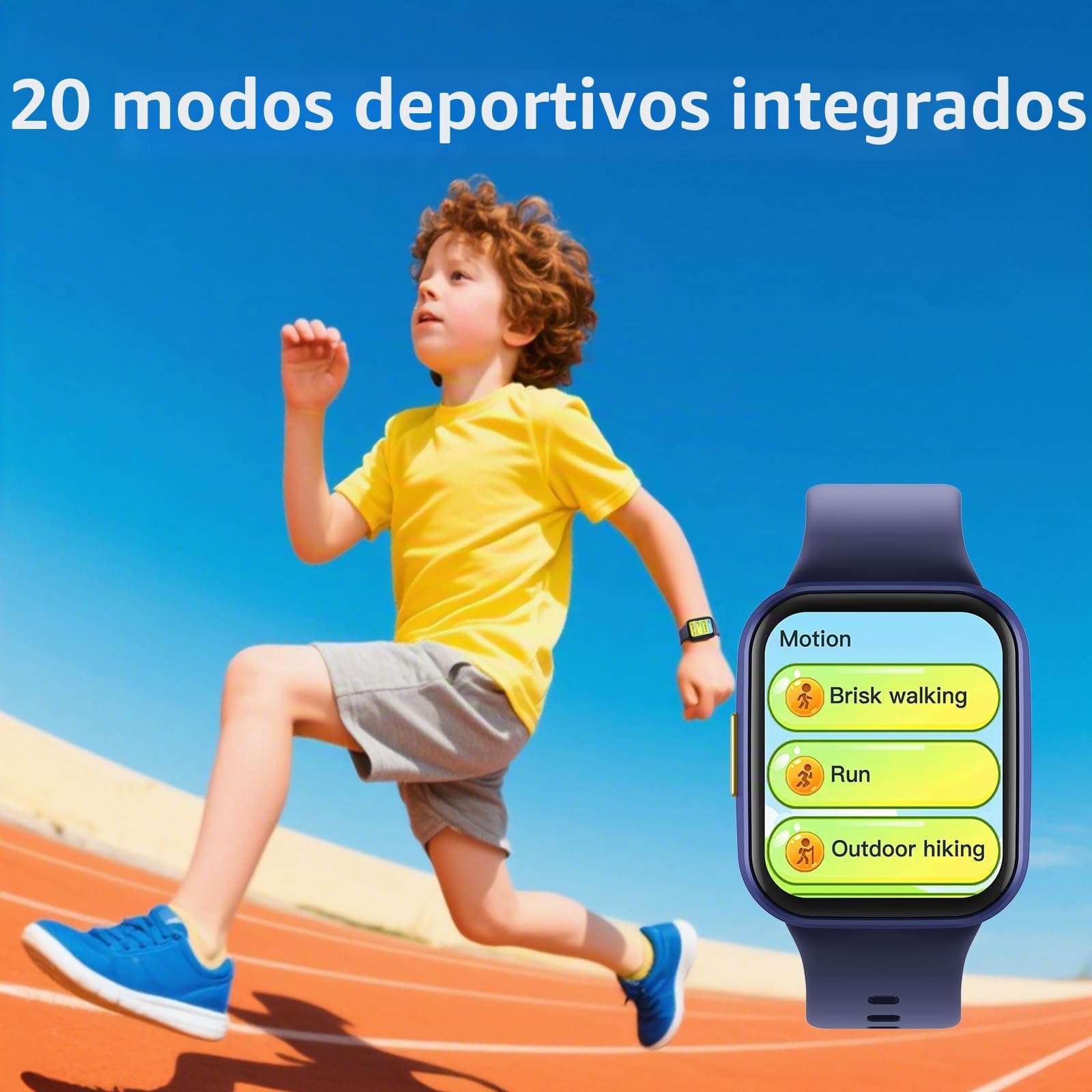 Parsonver Reloj Inteligente para Niños Smartwatch con 20 Deportivos Monitor Sueño Frecuencia Cardíaca IP68 Impermeable 1.69" Azul