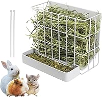 Vista 8 de Comedero de heno para conejillos de indias, comedero de heno para conejo con soporte de heno de marco de metal resistente, para conejos, conejillos