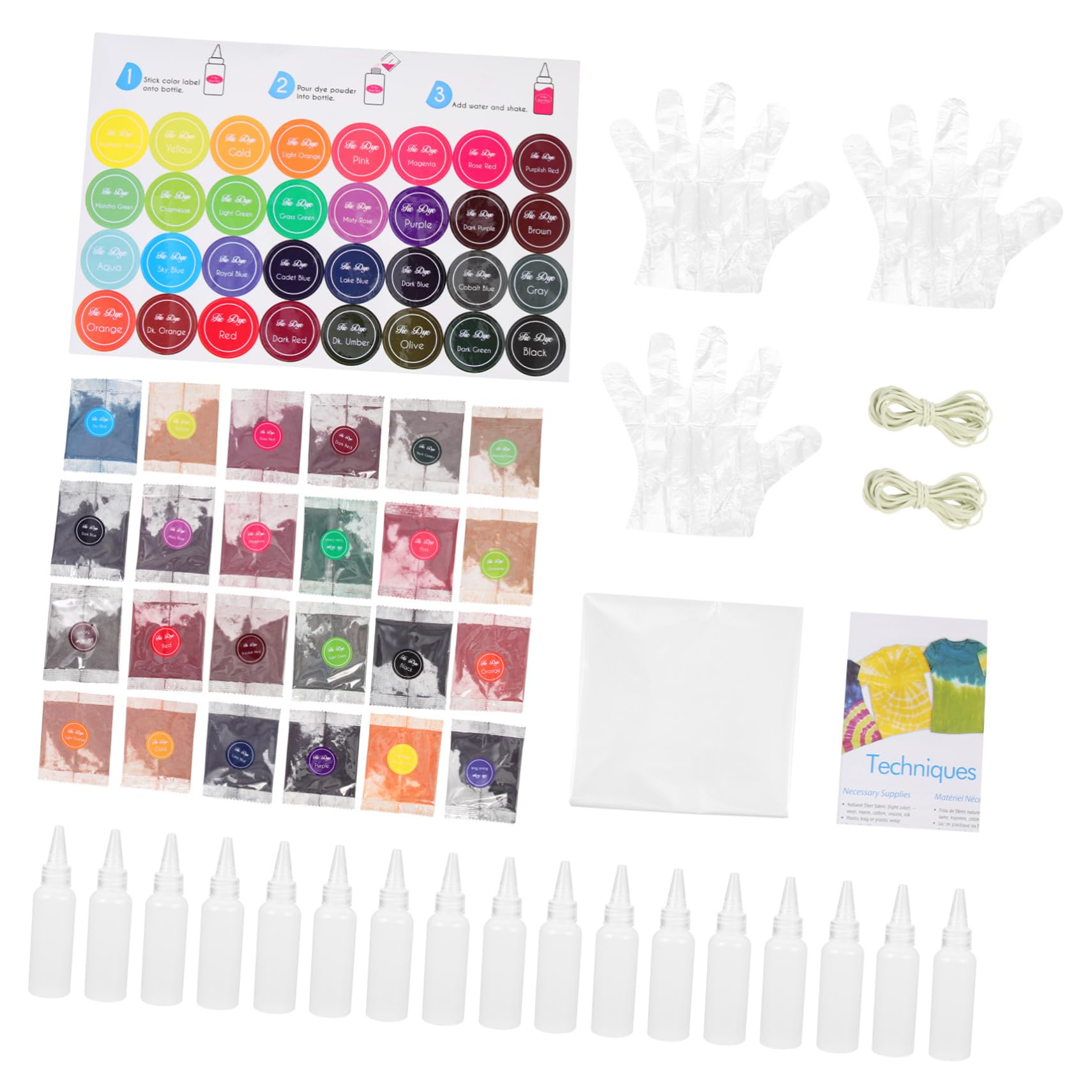 Kit de teinture tie dye pour tissus, T-shirts et robes de mode