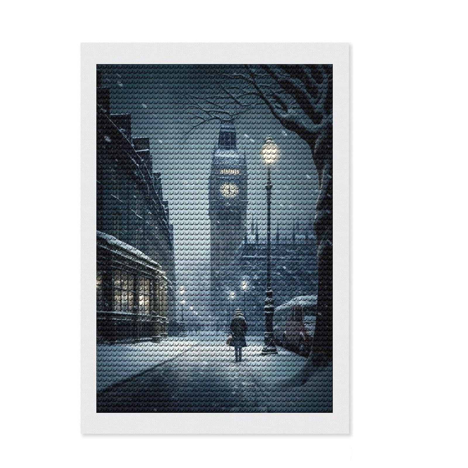 Junmoney Winter III Diamond Painting Canvas Set 8"x12", Neat Printed Canvas, Creative Leisure Activity, Cosy Home Accent