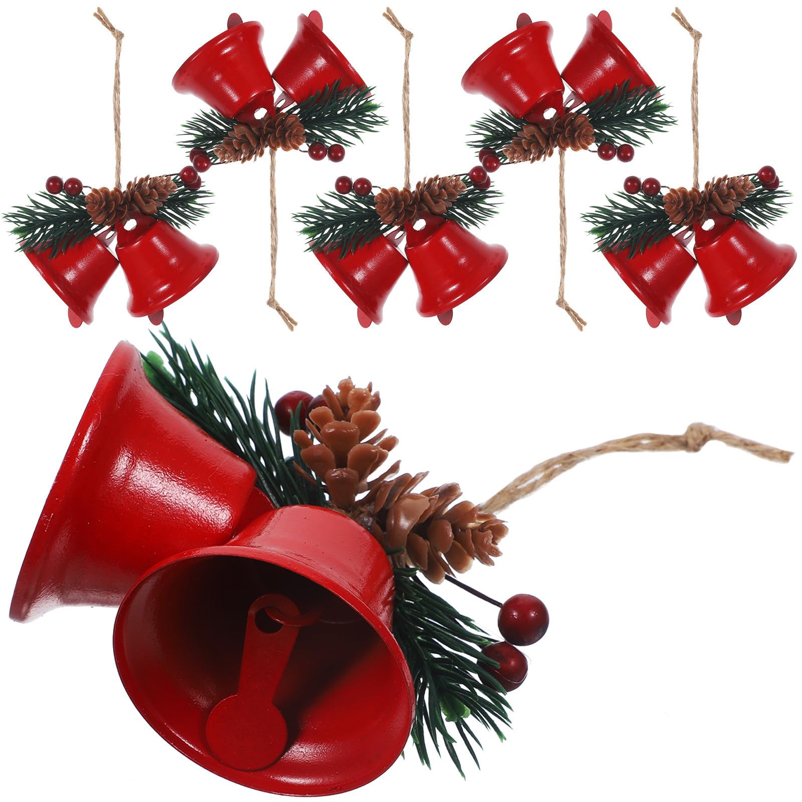UPKOCH 6 Pezzi Campanella Natalizia da Appendere per Albero, Ferro Rosso