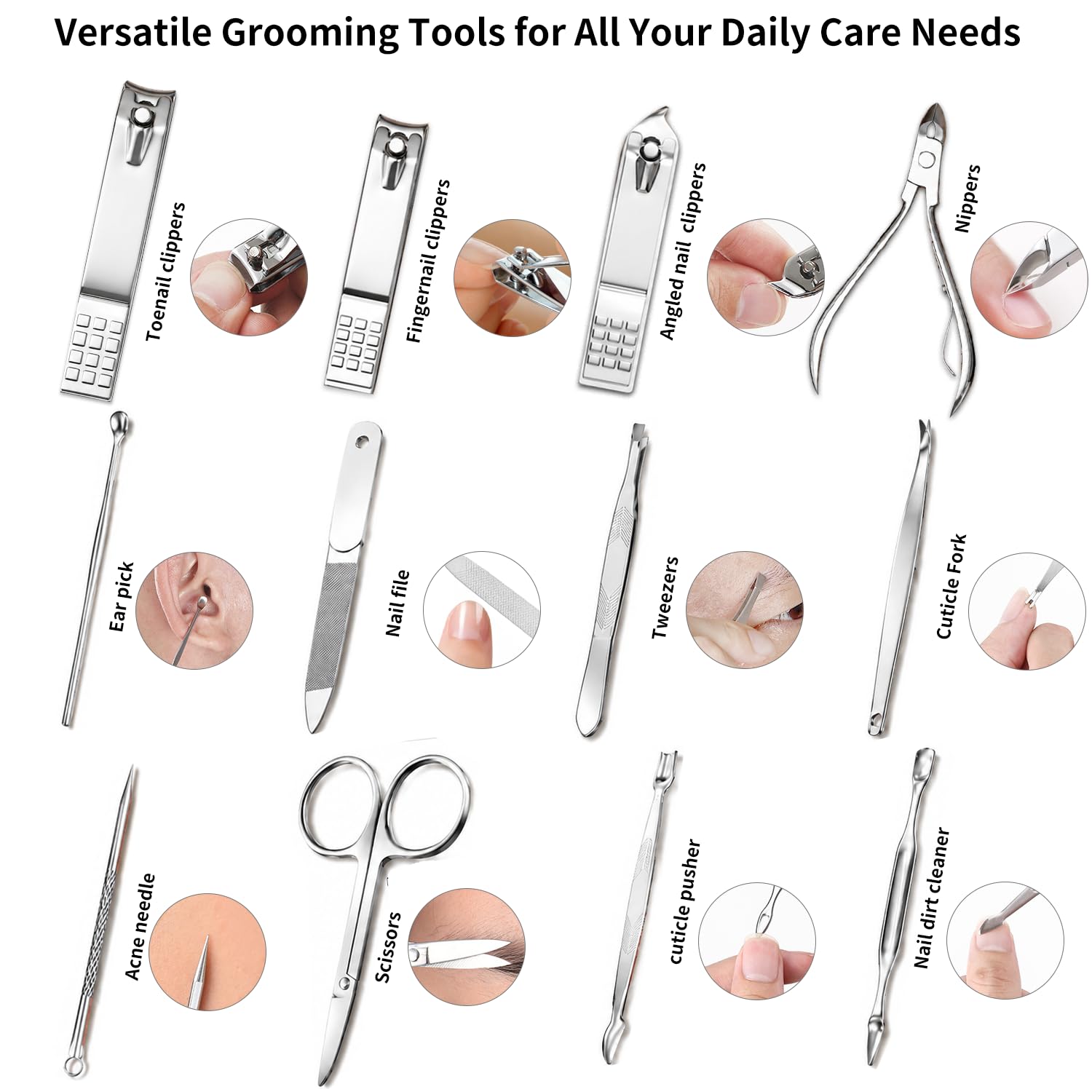 Stainless Steel Manicure Set with Travel Case -4 Stainless Steel Manicure Set with Travel Case -4