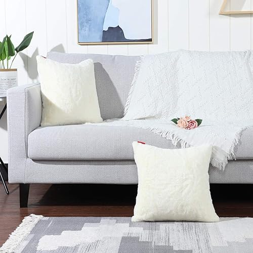 Miniatura 8 de Mandioo juego de 2 fundas afelpadas muy suaves, esponjosas y acogedoras. Funda decorativa de 12 x 20 pulgadas para cojines del sofá, dormitorio, auto