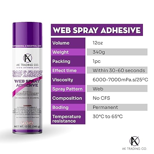 Miniatura 8 de AK TRADING CO. Adhesivo en aerosol multiusos de calidad profesional, 12 onzas para paneles acústicos y tapicería de manualidades, adhesivo de espuma