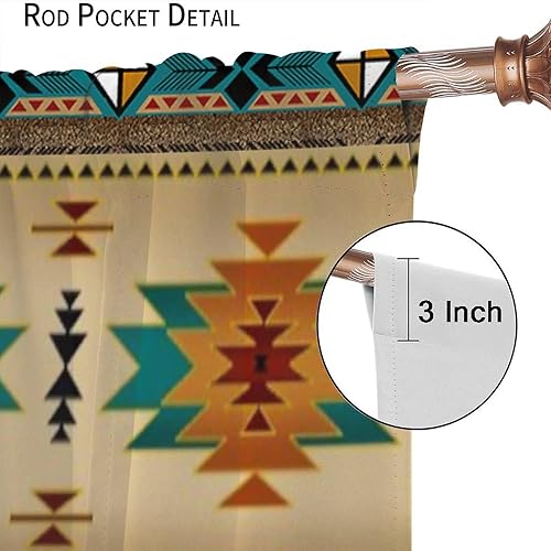 Miniatura 8 de YCness Cortinas nativas americanas, estilo bohemio azteca del suroeste, cortinas decorativas rústicas para sala de estar, dormitorio, casa de campo