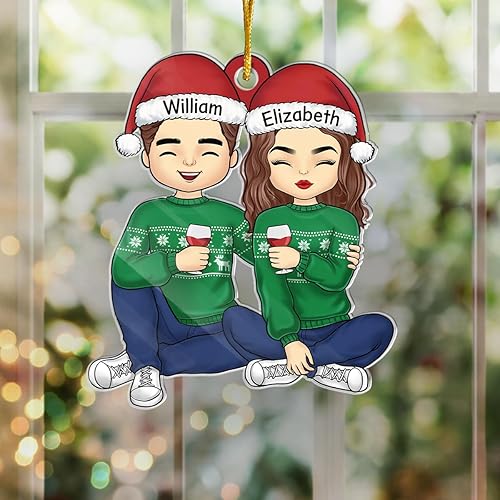 Miniatura 6 de Pawfect House Adorno de Navidad personalizado para parejas de Cheers to A Merry Christmas 2023, decoración de árbol de Navidad, regalos para