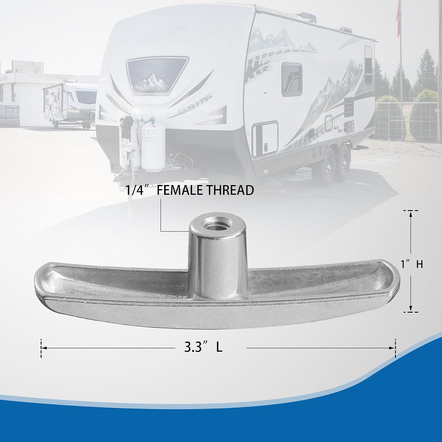 RV Waste Water Valve Handles Replacement Fit for 1 1/2"，2” and 3" Sewer Dump Valve Compatible with Most Brands Valve Metal Molded(2Pack) Silver(8009)