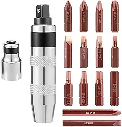 Chave de impacto manual, brocas de aço sortidas em estojo de armazenamento, chave de fenda de impacto manual para afrouxar parafusos enferrujados para perfuração de cimento de madeira e metal e