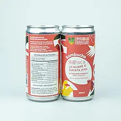 Kombucha de hibisco, gengibre e pimenta rosa; gaseificação natural/lata 269 ml