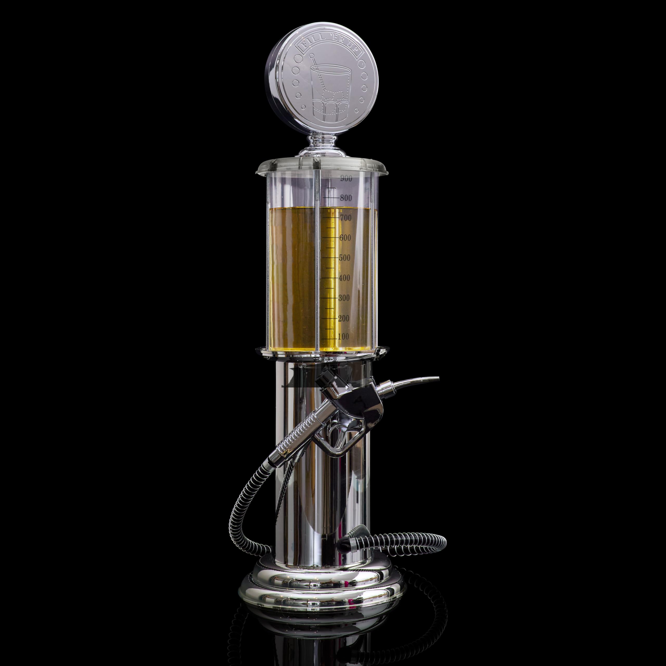 MISTER GADGet - KV7333 Distributeur de Boisson Vintage - Pompe À Essence 90cl - Conçu Pour Cocktails, Bières et Jus - Art de La Table - Inox - Idée Cadeau