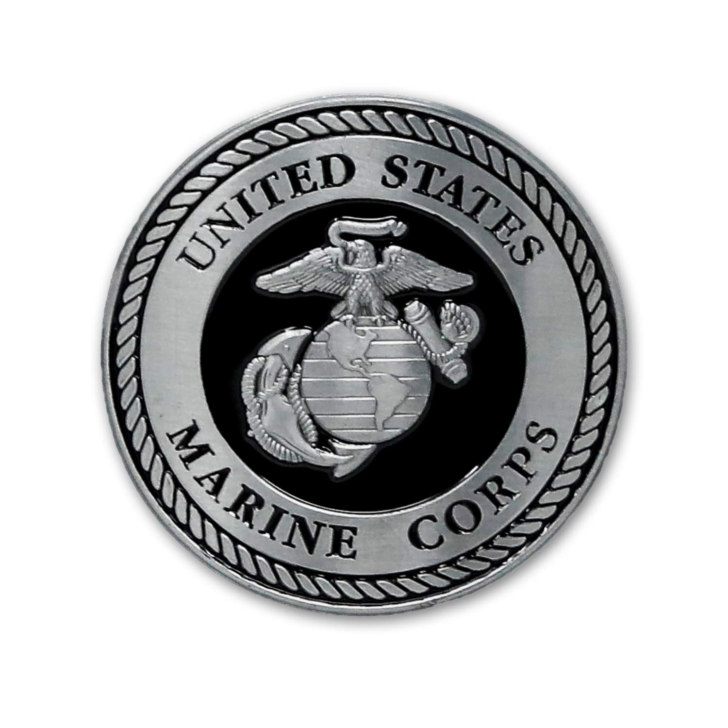 Military Gift ShopUSMC Medallion – 2.25 Inches – Black and Silver Marine Corps EGA Eagle Globe Anchor Emblem