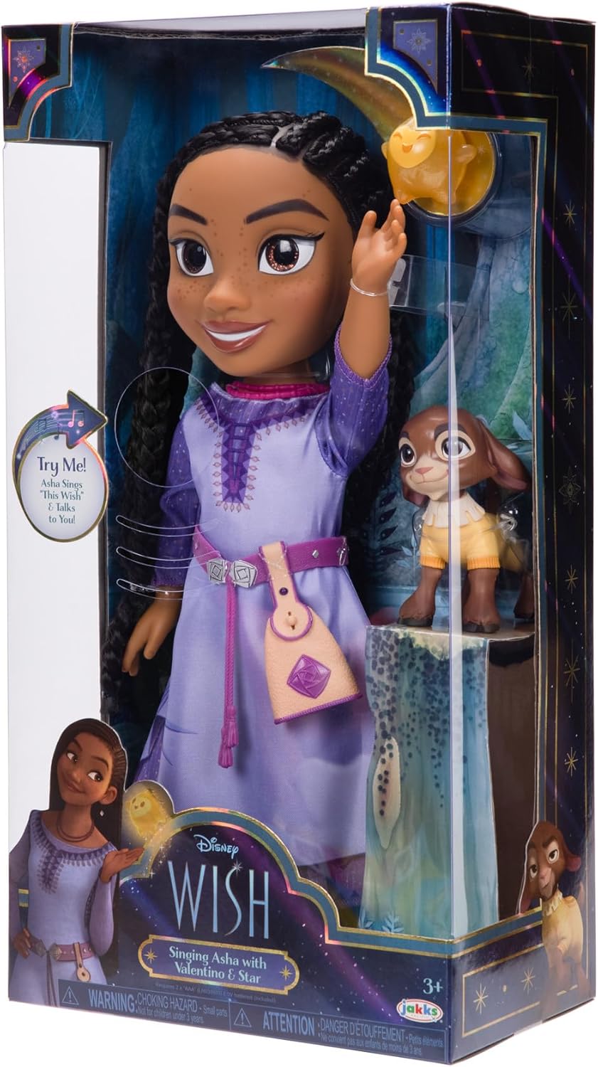 Disney's Wish Singing Asha Doll with Valentino & Star Figures, Asha Signs & Talks, 14 Inches Tall - Image 8