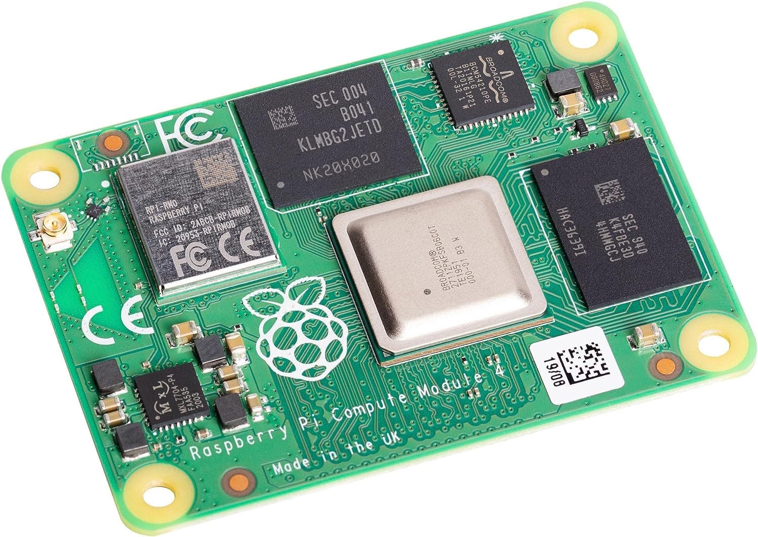 Raspberry Pi Moduł obliczeniowy 4 GB pamięci RAM eMMC 16 GB Pojedyncza karta (CM4104016) 64-bitowy czterordzeniowy procesor 1,5 GHz Bluetooth 5.0 Dual Band WiFi (Raspberry Pi Autentyczny)