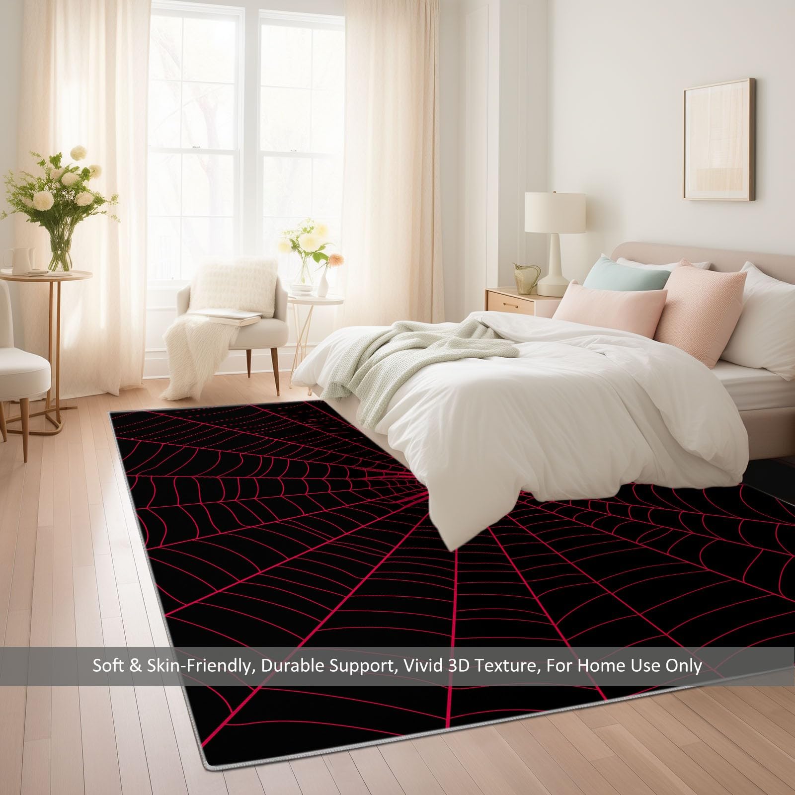 Generico Dywaniki do salonu czerwony pająk 140 x 200 cm nowoczesny dywan do sypialni nadający się do prania dywaniki prostokątne miękkie miękkie miękkie do salonu sypialni