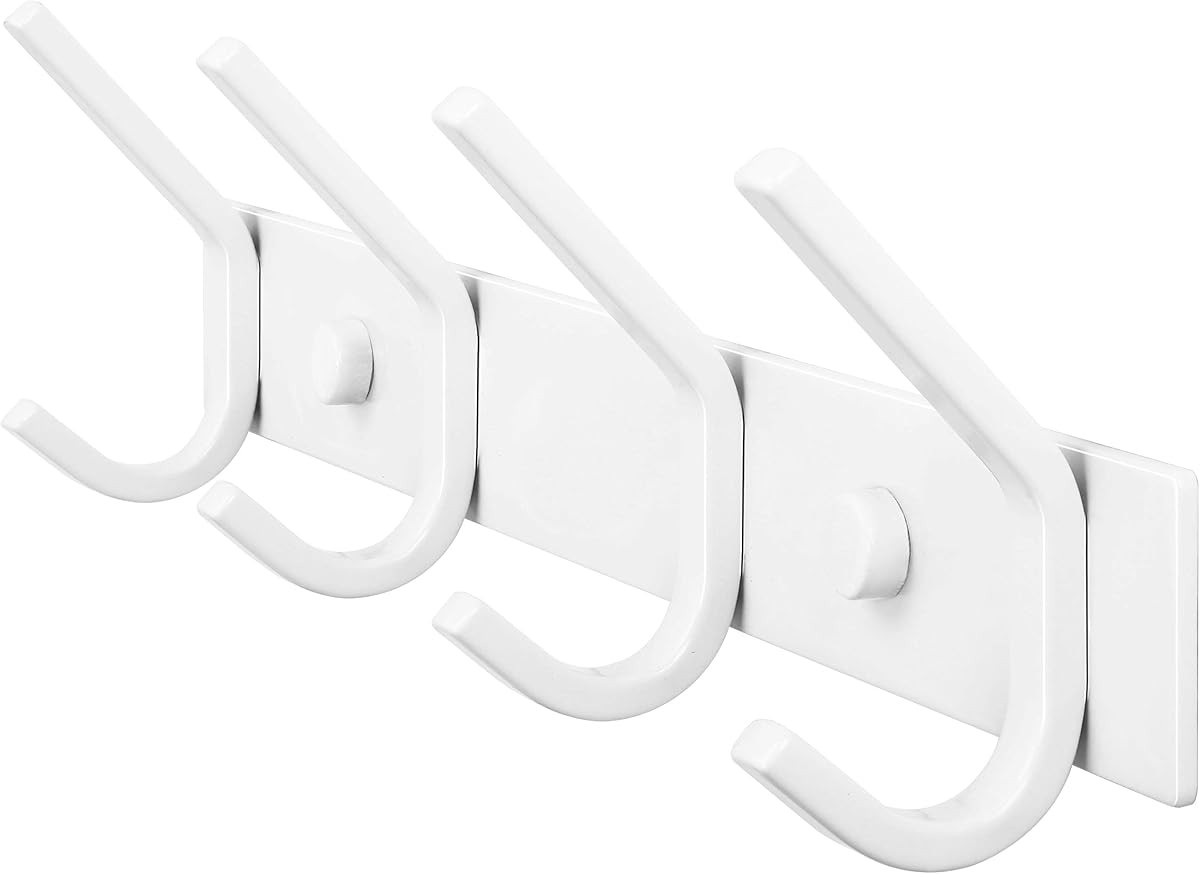Coat Rack Wall Mounted,Coat Hooks Wall Mount,Coat Hanger Wall Hook Rack,4 Hooks for Hanging Coats,Hats,Jacket,Clothes,White