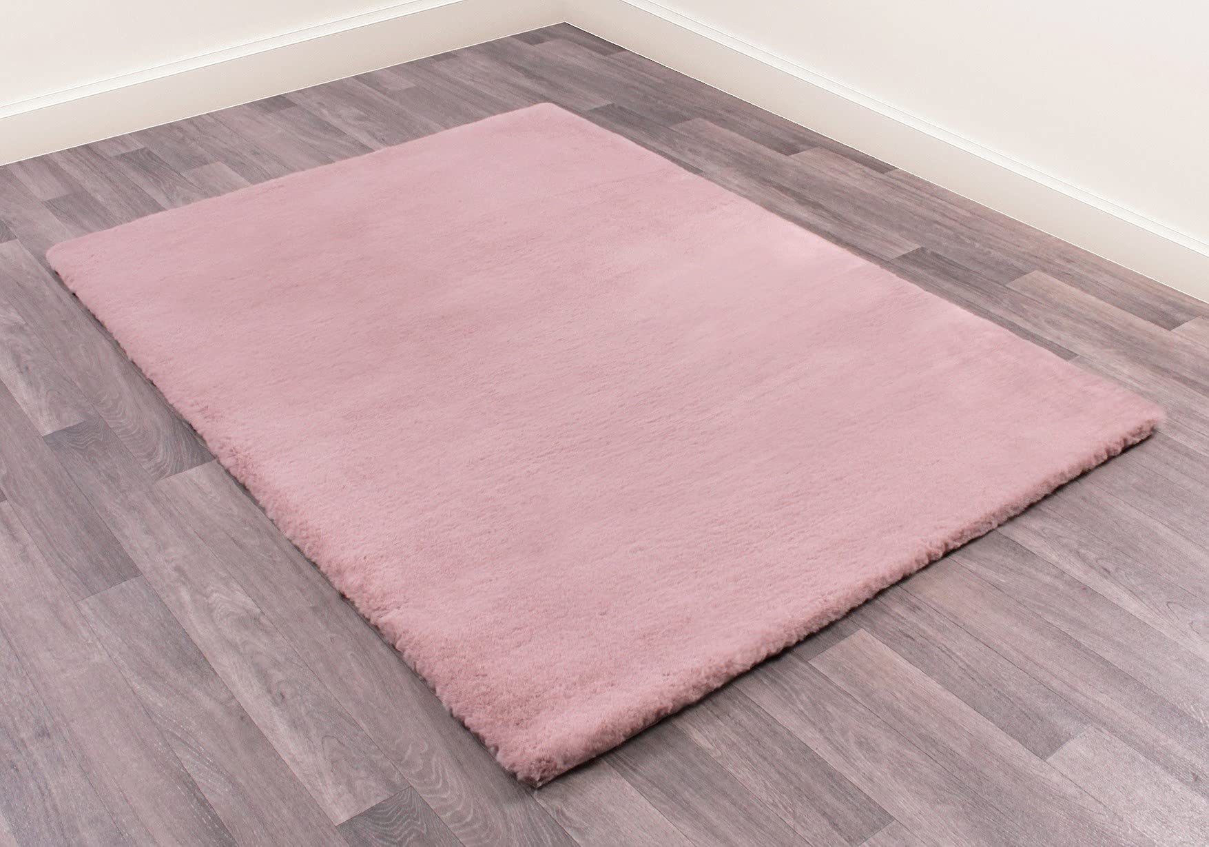 Luxe - Alfombra de piel sintética súper suave y esponjosa en color plateado, rosa rubor, marfil, carbón, beige, rojo y natural (rosa rubor, 80 x 150 cm)