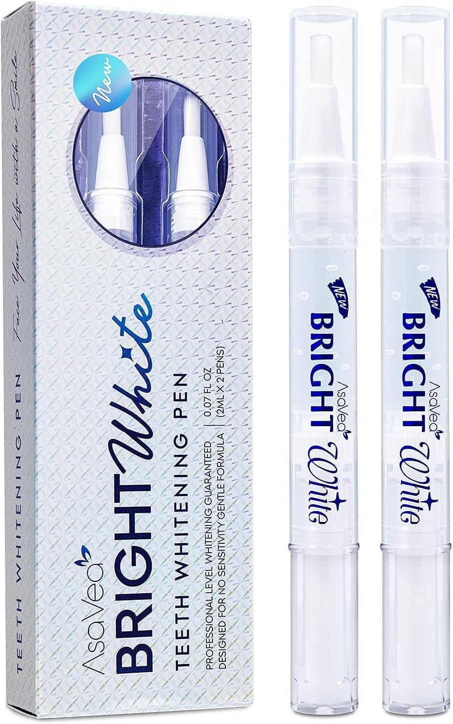 AsaVea Teeth Whitening Pen-2 pens, More Than 20 Uses, Effective, Painless, No Sensitivity, Travel Friendly, Easy to Use, Beautiful White Smile, Natural Mint Flavor
