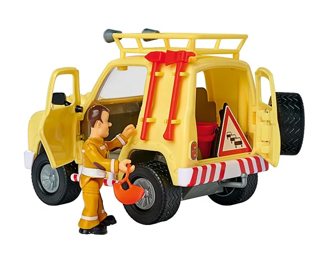 Foto 5 de 8 de Simba 109252511 - Camión de Bomberos Sam 4 x 4 con Figura, Coche de Bomberos de 15 cm, con luz, Puertas…