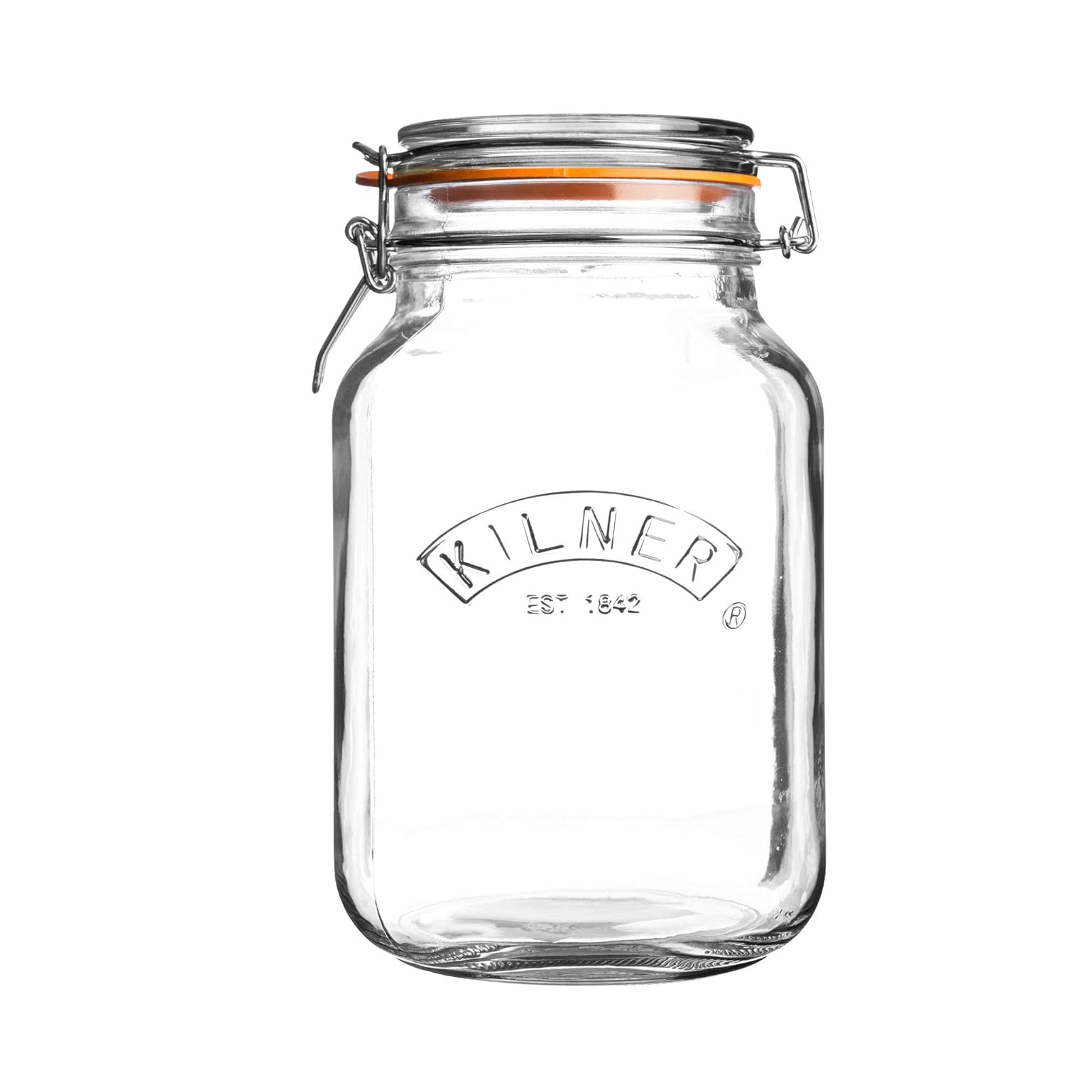 Kilner Premium Borosilicate Clip Top Food Storage Container Jar for thinKitchen with Lid with Wire Clip Lock, Airtight Glass (2 Litre)Transparent Kilner Premium Borosilicate Clip Top Food Storage Container Jar for thinKitchen with Lid with Wire Clip Lock, Airtight Glass (2 Litre)Transparent
