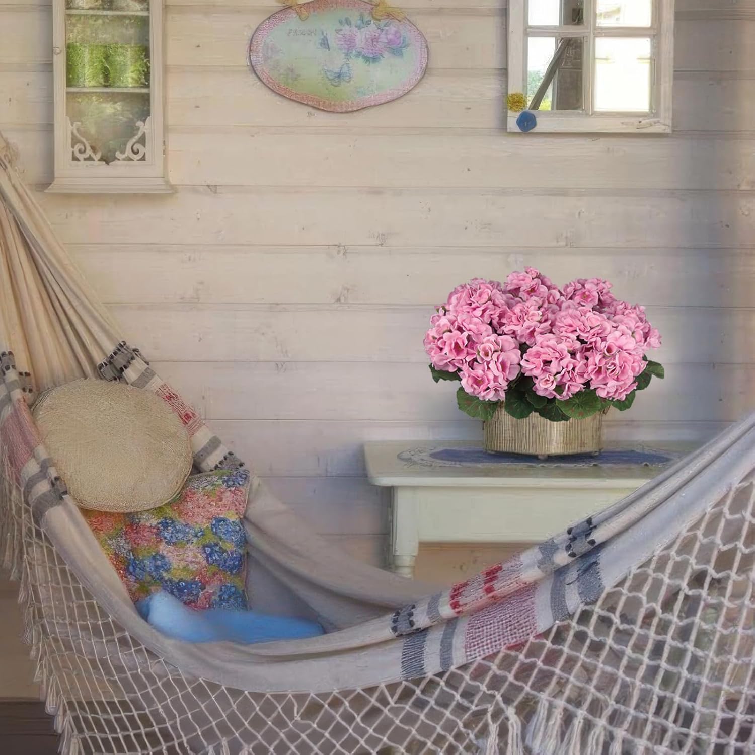 CISDUEO 4 Pcs Artificial Geranium Flowers for Outdoors Silk Geraniums Flowers Outdoor Purple Pink Faux Geraniums for Planters Outdoor Decor Indoor Garden Patio Grave Cemetary Table Centerpiece - Image 5