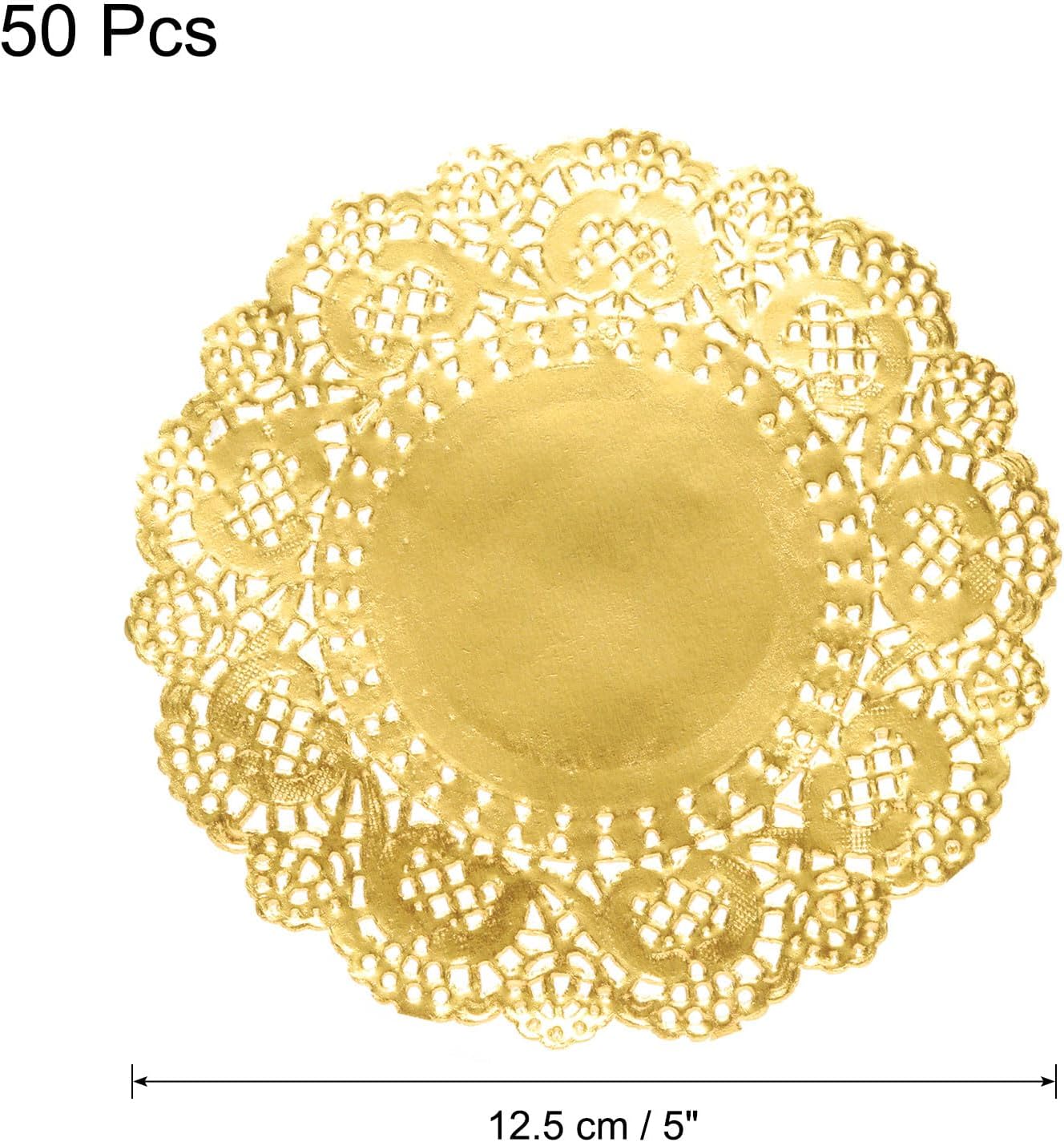 uxcell 50 Pcs Gold Lace Paper Doilies 5 Inch Round Paper Doilies - Thumbnail 3