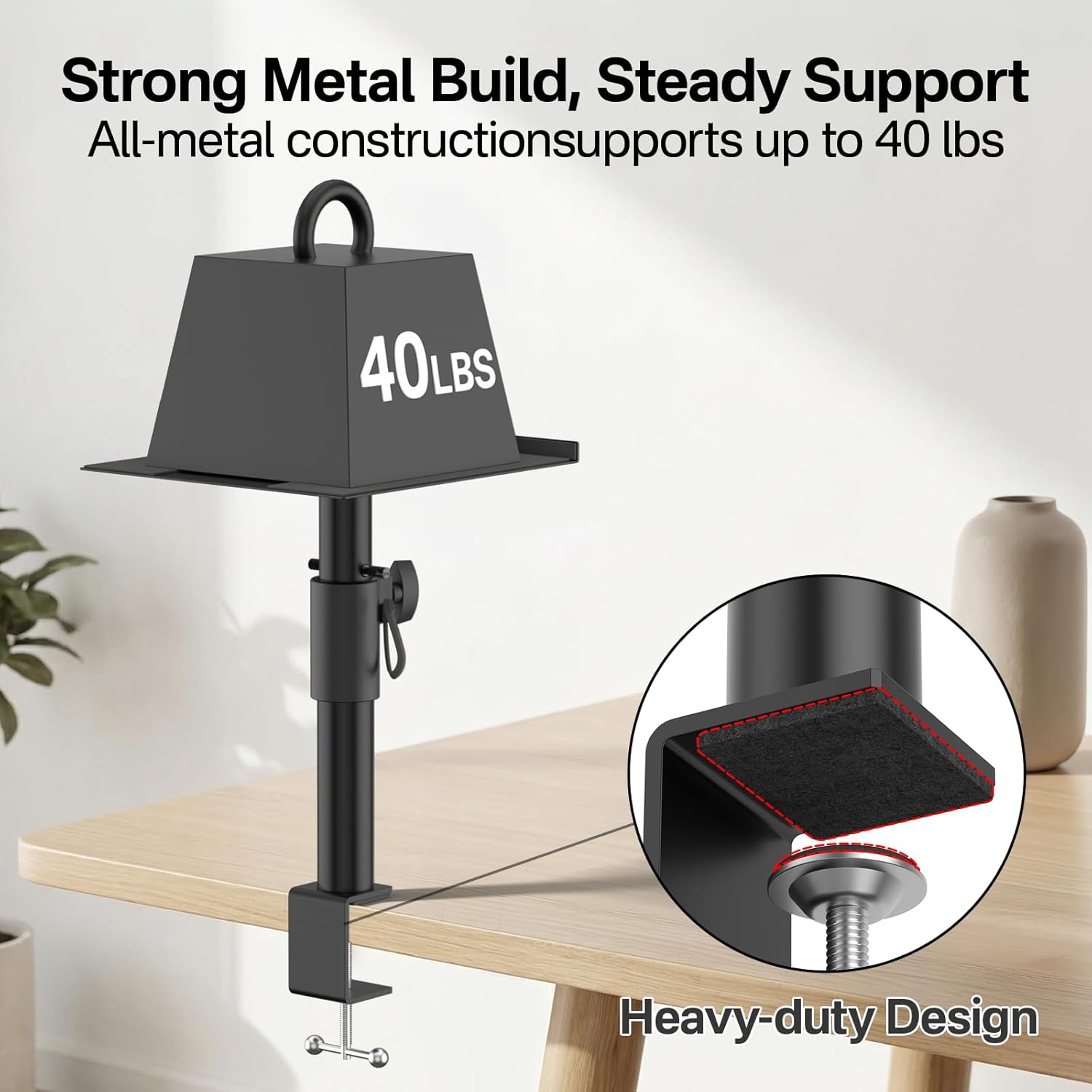 2 Pack Clamp-on Desk Speaker Stands, Height&Angle Adjustable Desktop Speaker Stands for Samsung Q990D/Q990F/Q990C/Q930C, Fit Edifier KRK Klipsch Polk Yamaha Built-in Cable Management with Headset Hook