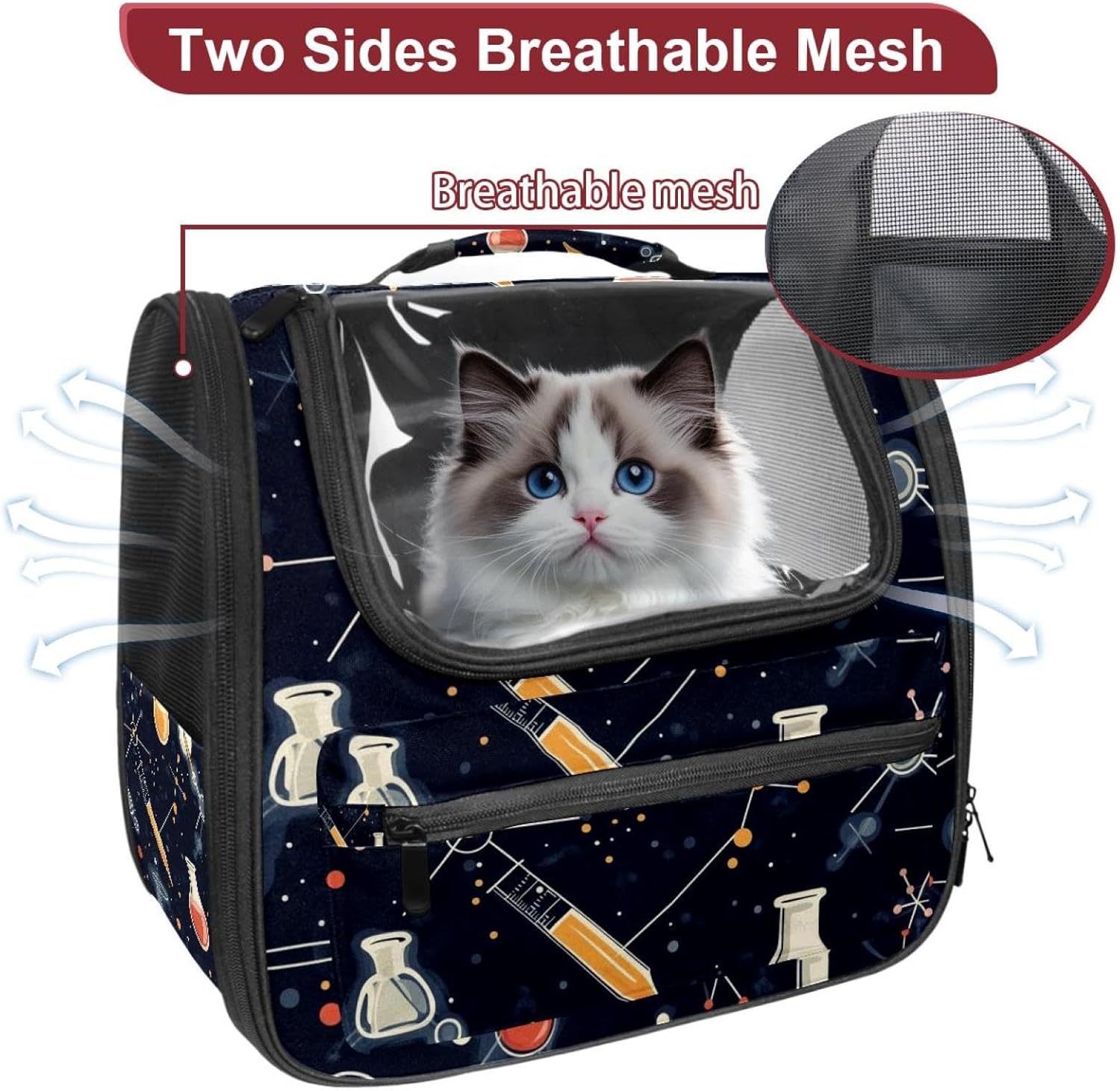 Chemical and Scientific Traveler Backpack Pet Carriers for Cats and Dogs