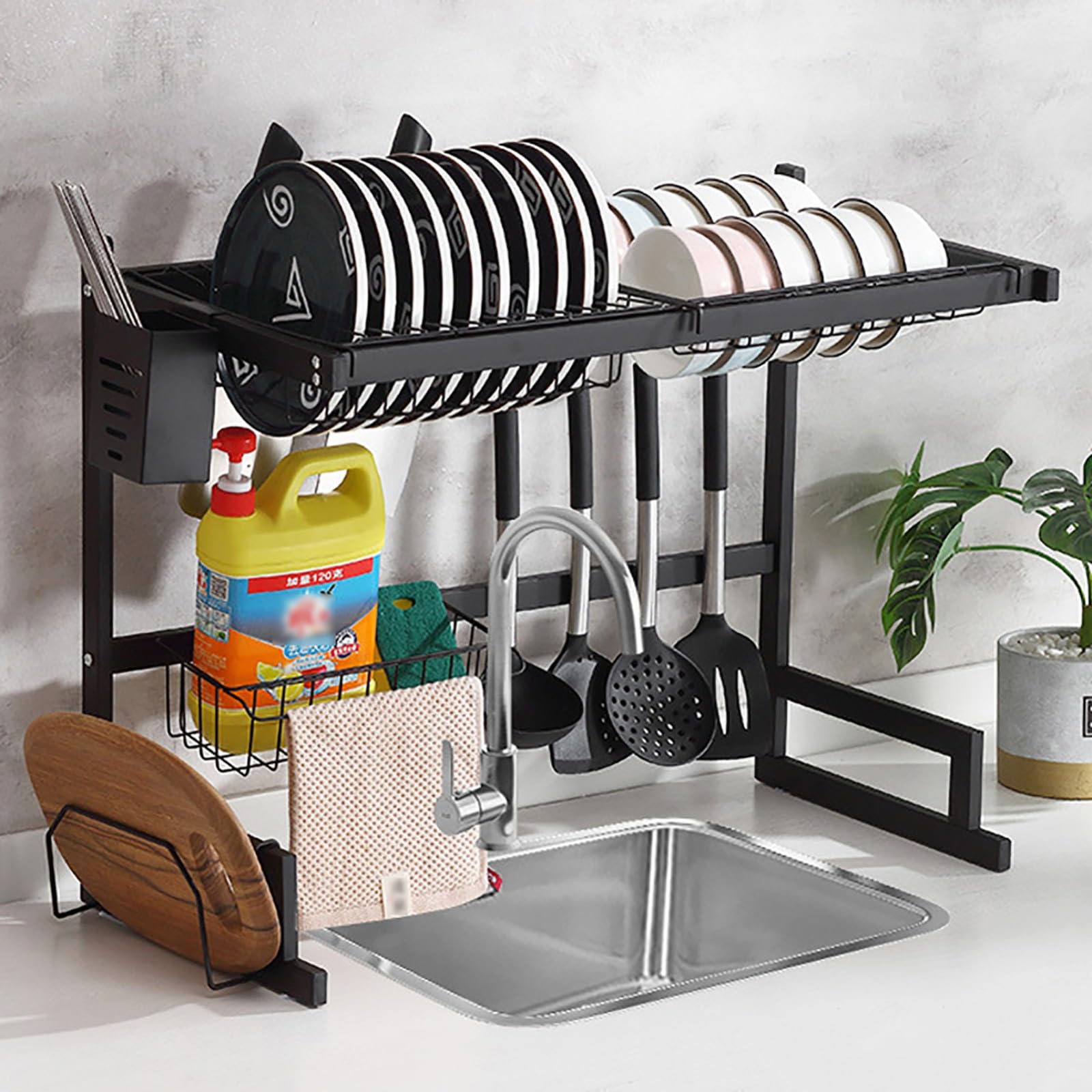 Estante De Dish Escurreplatos Acero Inoxidable Cocina, Escurridor De Platos para Fregadero - Escurridor De Platos sobre Fregadero -Escurre Platos 65.5cm