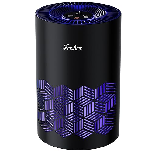 FreAire Air Purifiers for Bedroom, Air Purifiers for Home with Lights, HEPA Air Purifier Removes Dust Smoke Pollen Dander Smell, for Home/Pets/Bedroom, KN6391RGB Black - Black