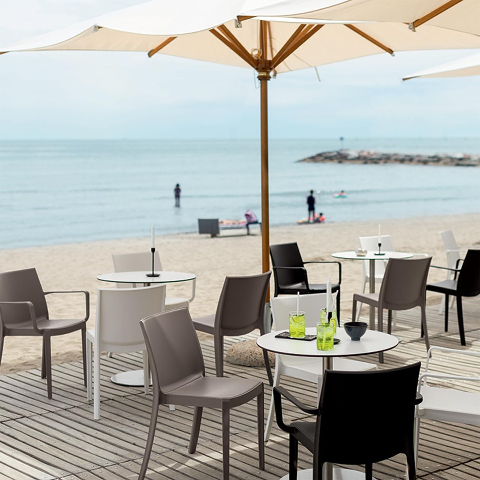 MONDO VIRO Sedia da pranzo Perla in polipropilene per giardino impilabile antiscivolo cm 47x55 82h (Tortora)