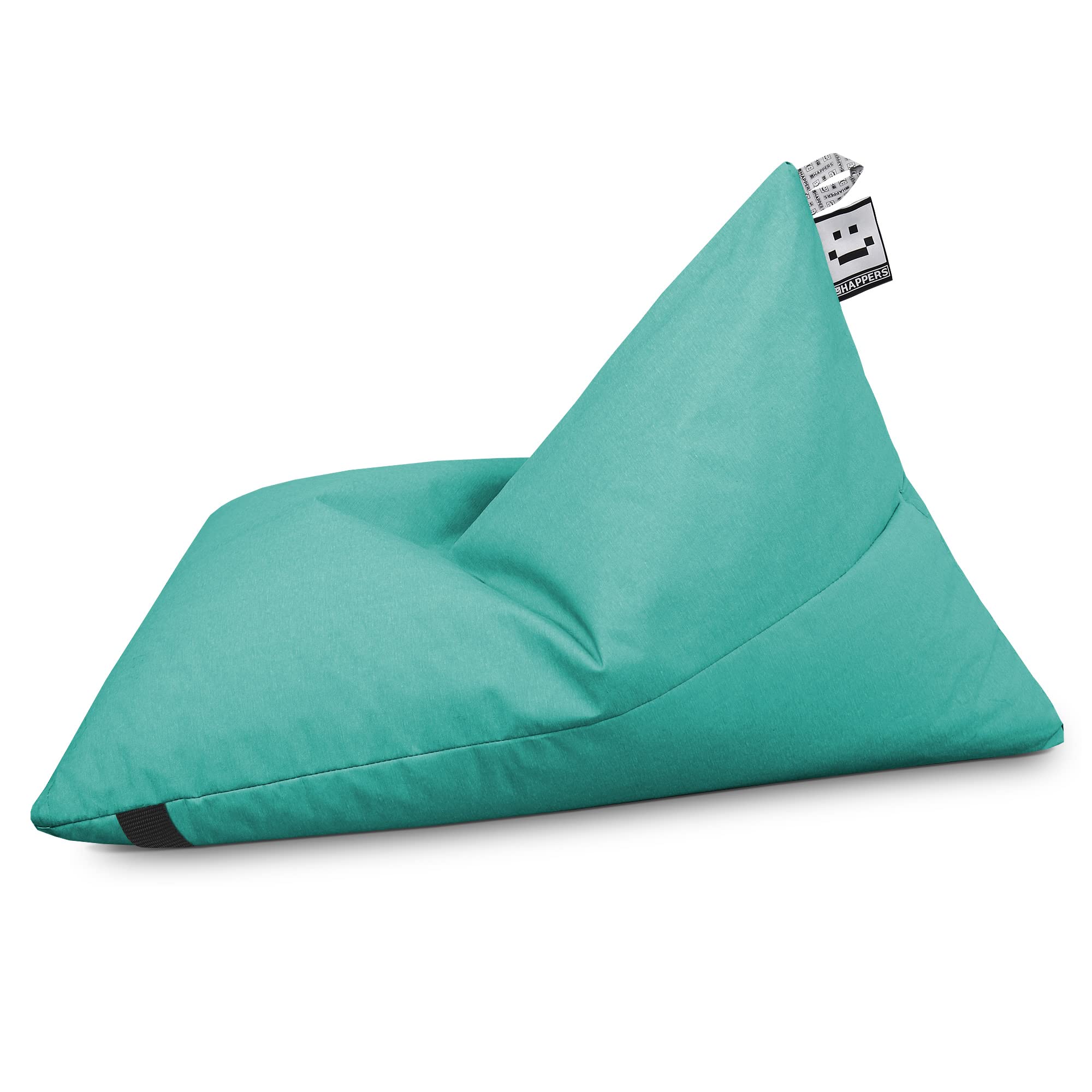 HAPPERS To-Go Puff para Exterior Turquesa. con Bolsillo y Asa para llevarlo Donde Quieras