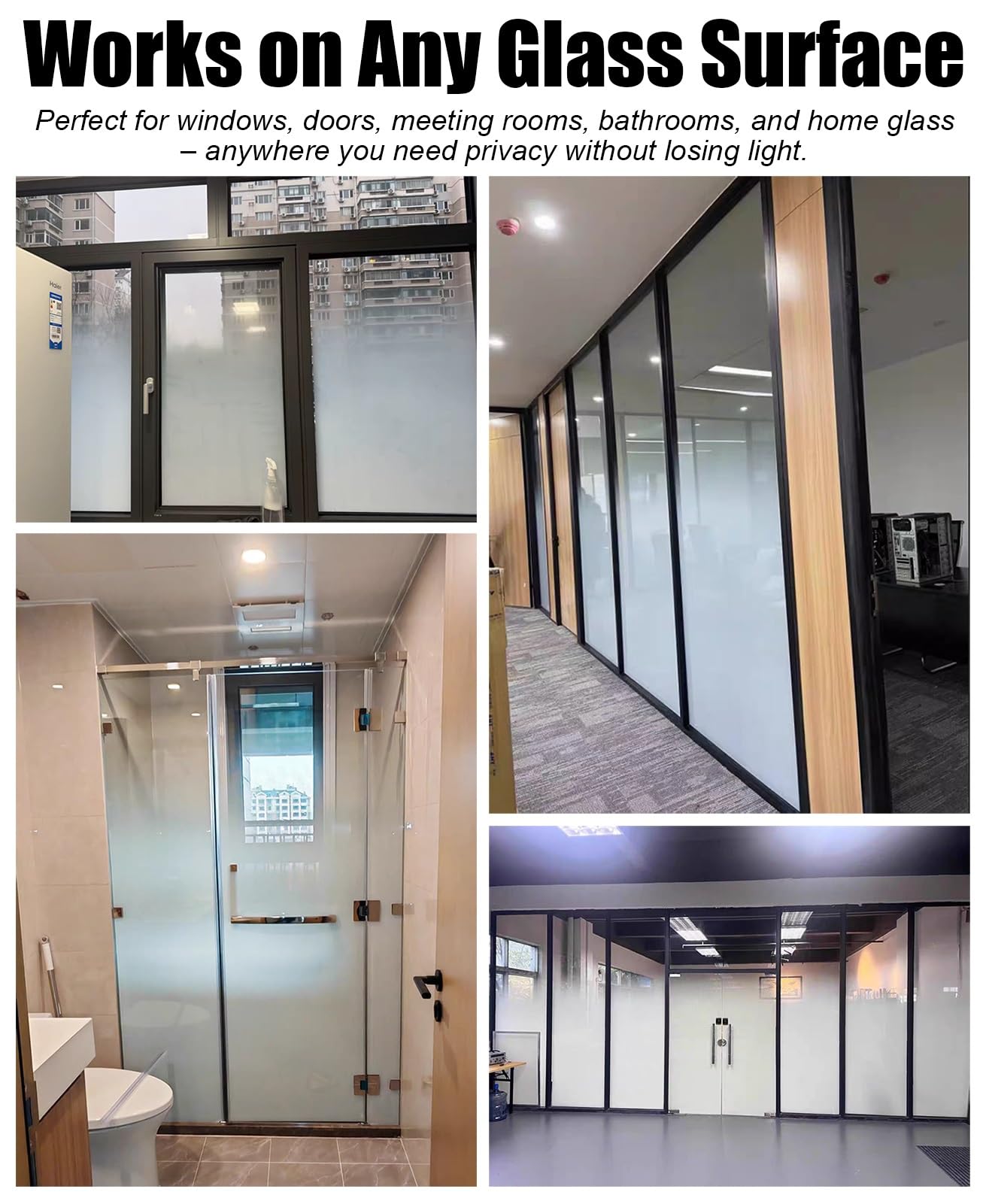 Vinilo Ventana Privacidad Lámina Adhesiva Esmerilada para Ventanas | Unidireccional Adhesivo de Privacidad con Degradado para Oficinas, Lámina Adhesiva Removible para Vidrio, 152 cm de Alto