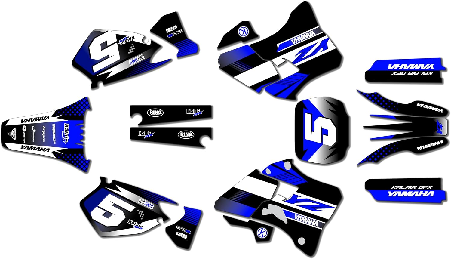 Graphics Kit for Yamaha YZ125 and YZ250 (1996-2001) TURBO Series Blue 9 Mil - Easy Go - Dirt pit bike motorcycle sticker, dirtbike racing decal motocross accessories no-plastics