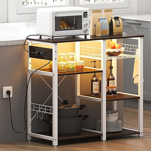 Miniatura 24 de SogesHome Estante de 4 niveles para microondas, estante organizador de almacenamiento de cocina, aperitivo de café para el hogar, cocina, sala de