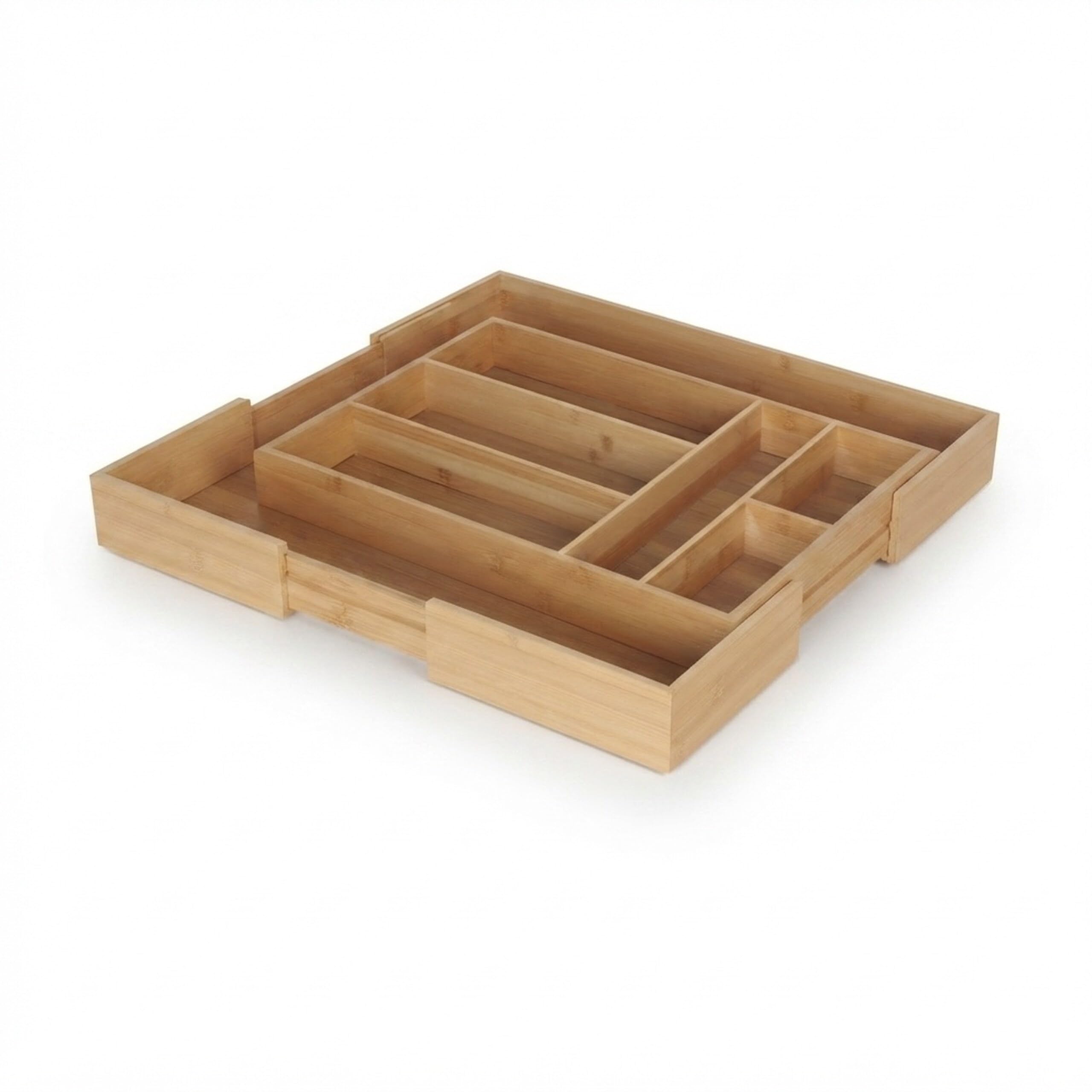 Relaxdays Portaposate Estraibile, bambù, HLP 6,5 x 33-49,5 x 47,5 cm, 6-8 Scomparti, Inserto