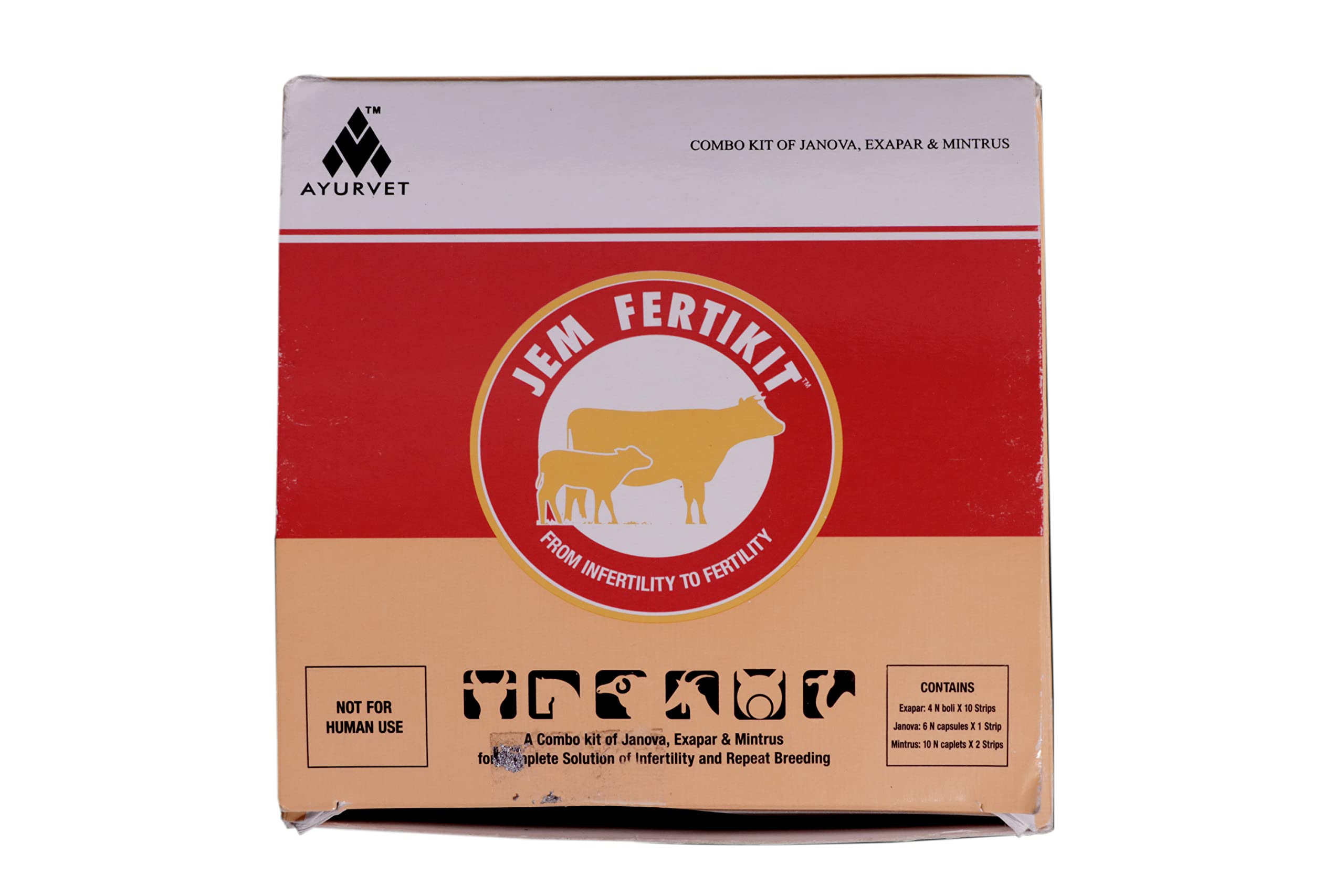 Jem Fertikit Repeat Breeding Multi Faceted Problem Associated for Cows & Buffaloes Mare Ewe Doe & All Farm Animals (Quantity - 340gm)