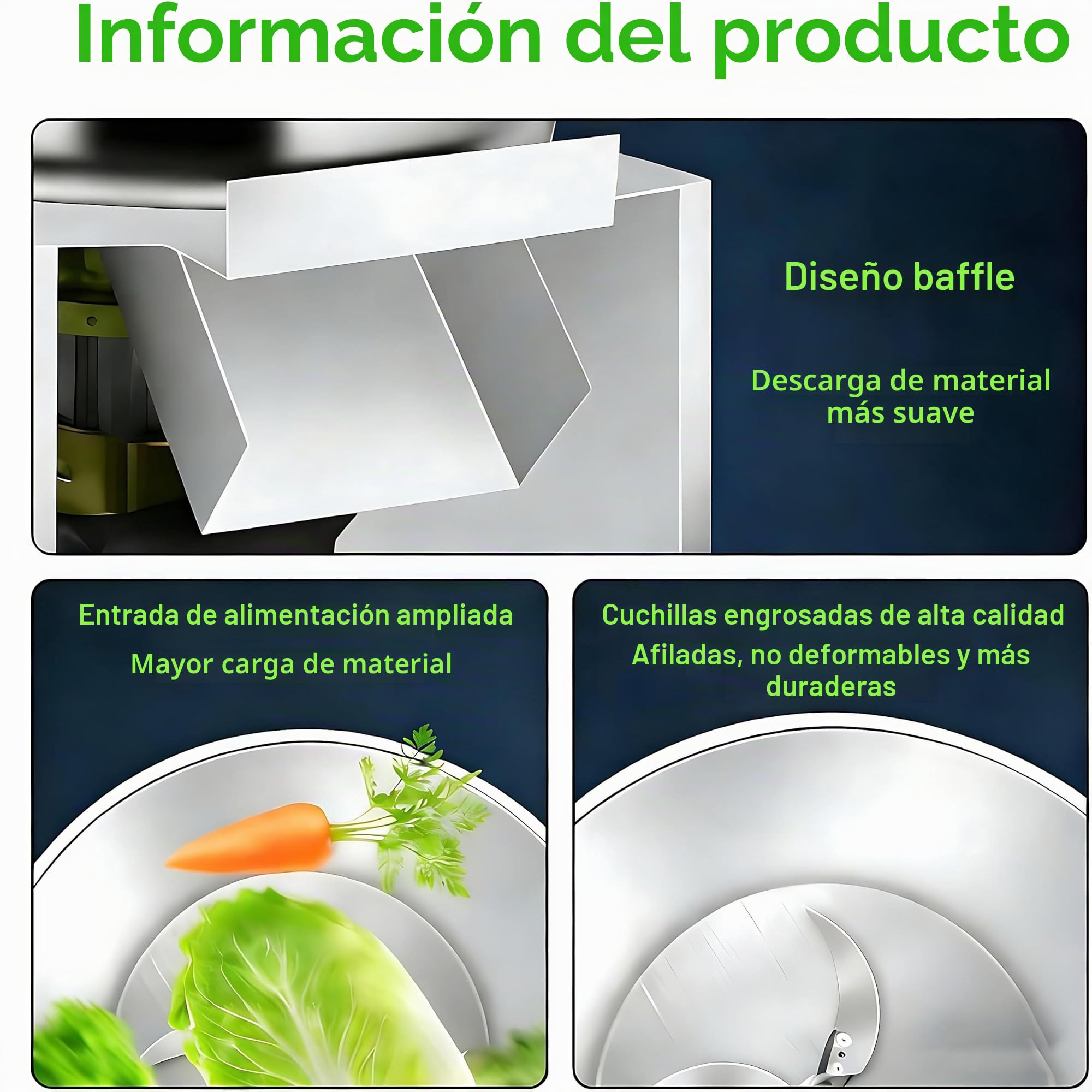 Picadora de Verduras de Alta Resistencia de 1800 W, procesador de Alimentos Comercial de 3500 RPM con 4 Cuchillas, Capacidad de 50 a 120 kg/h para alimento para Aves, Frutas y Jengibre.