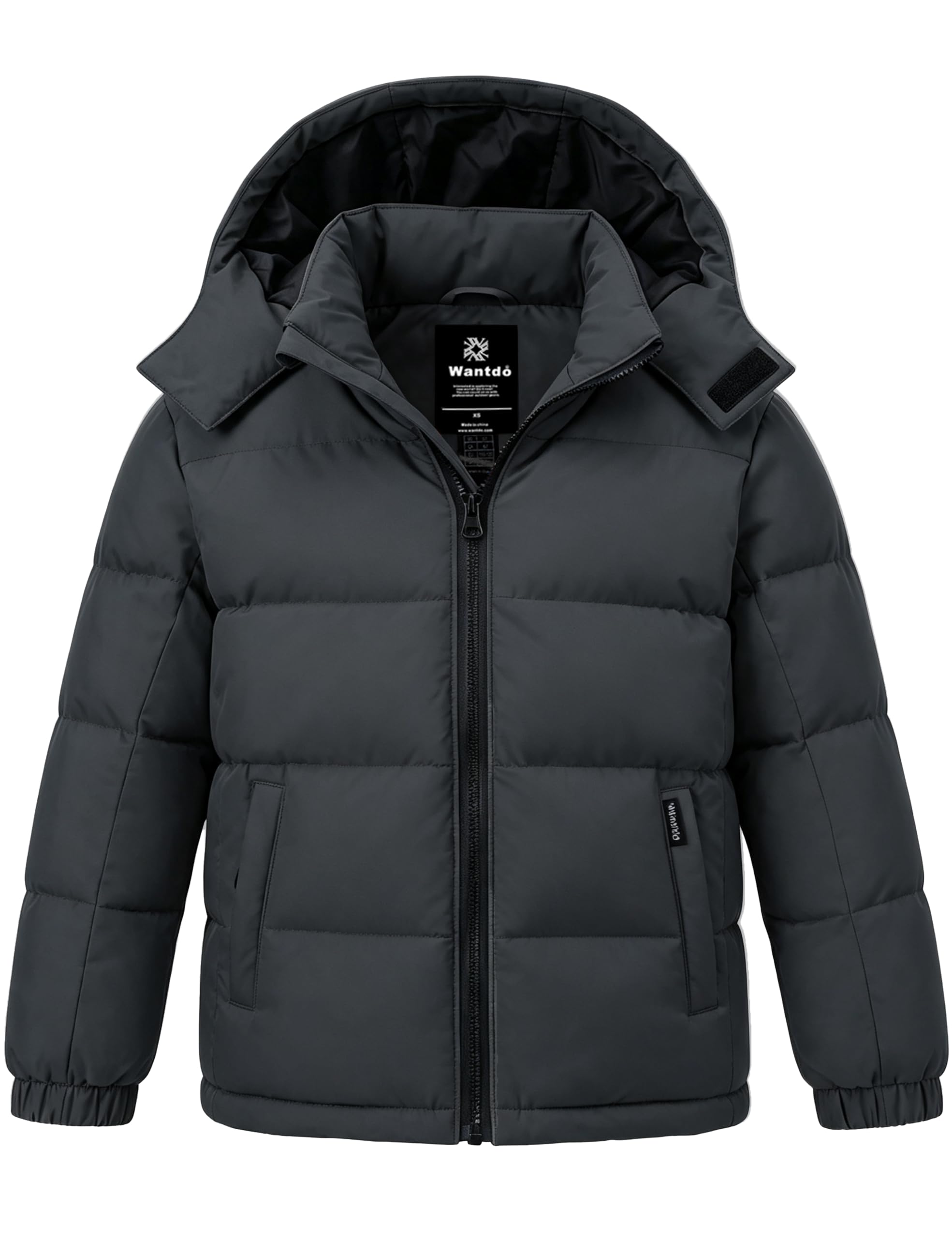 wantdo Boys' Winter Coat Waterproof Puffer Jacket Parka with Removable Hood
