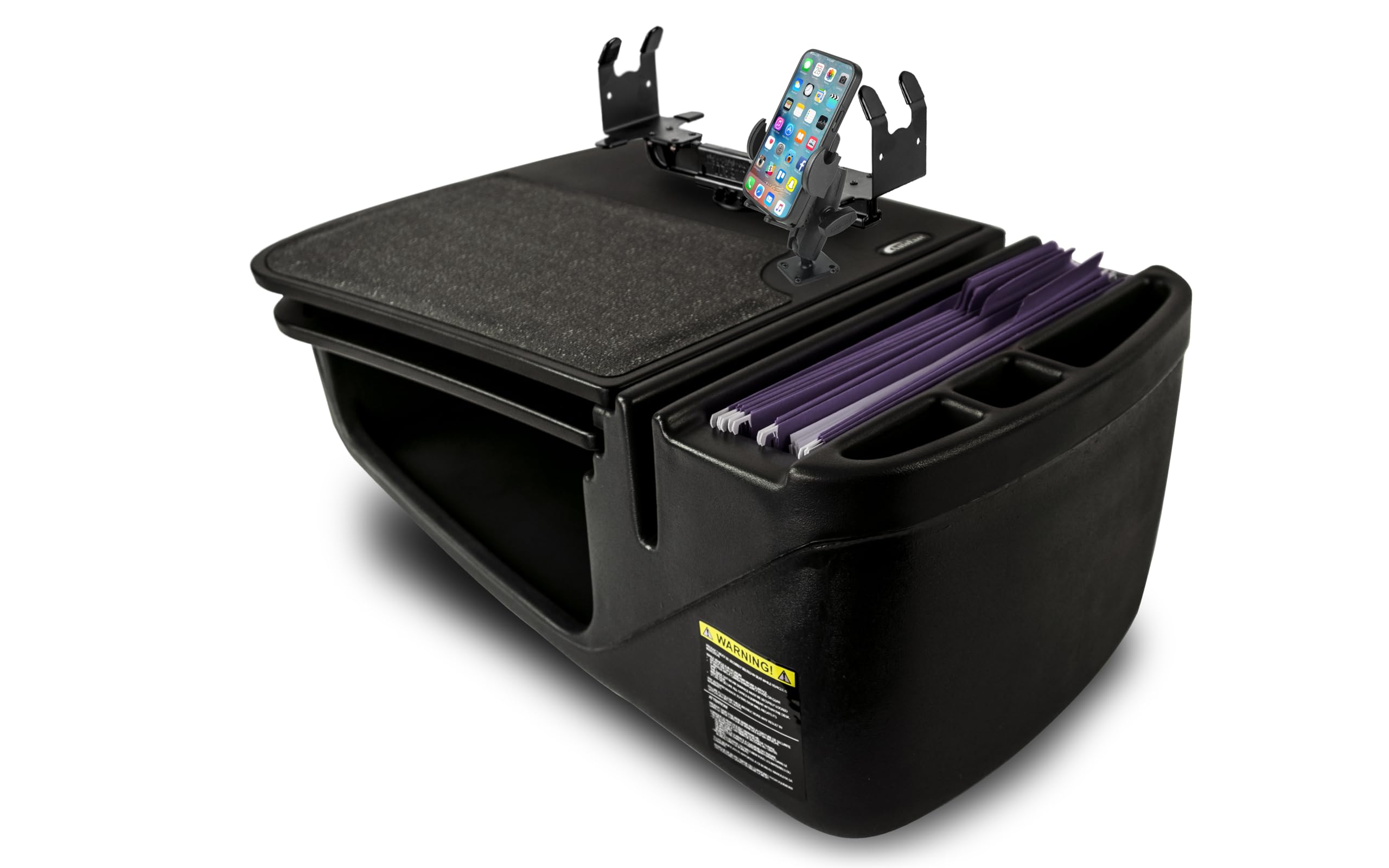 AutoExec AE-GMCD-PI-PM-PS-BT GripMaster Car Desk for Your Vehicle Workstation and Mobile Office, Black with 400 watt Power Inverter, Phone Mount and Printer Stand