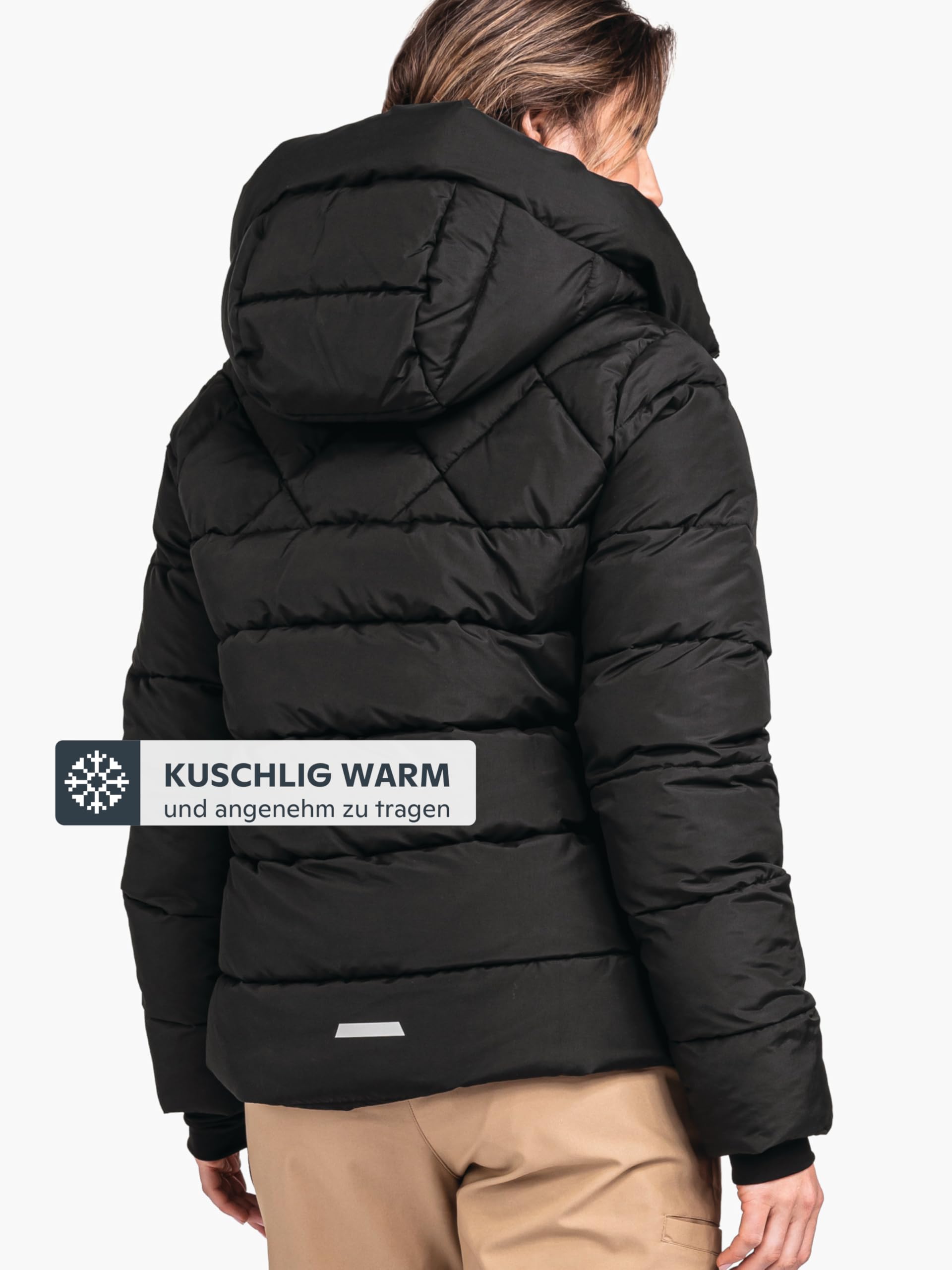 Schöffel Damen Ins Jacket Boston L, warme Winterjacke aus recycelten Materialien, leichte Steppjacke mit Kapuze, winddicht und wasserabweisend