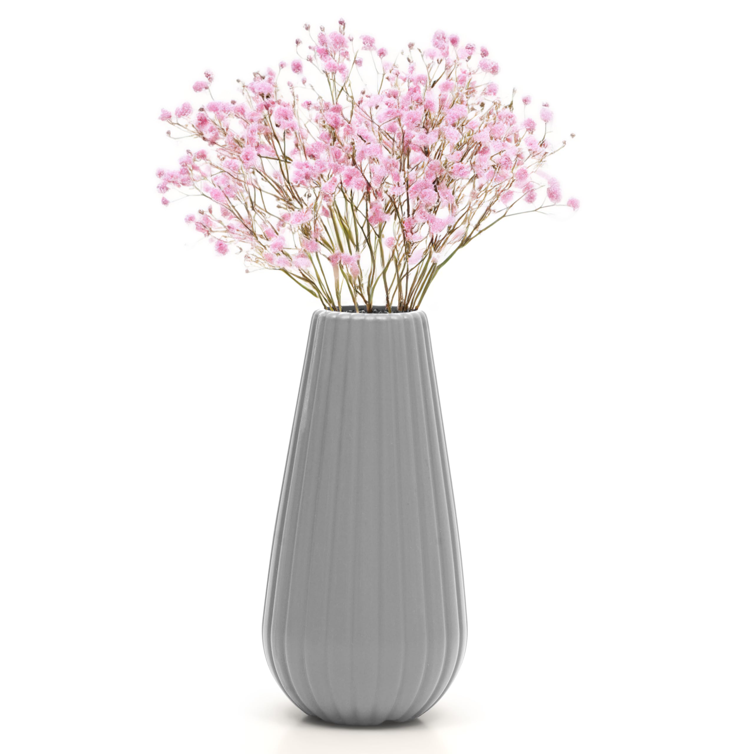 Livzing 7.5 inch Plastic Flower Vase for Home Decor Cone Shaped Modern Vase Center Table Decorative Flower Pot for Living Room Bedroom Office (Pack of 2, Grey) (B0D97KSHL3) Amazon Price History, Amazon Price Tracker