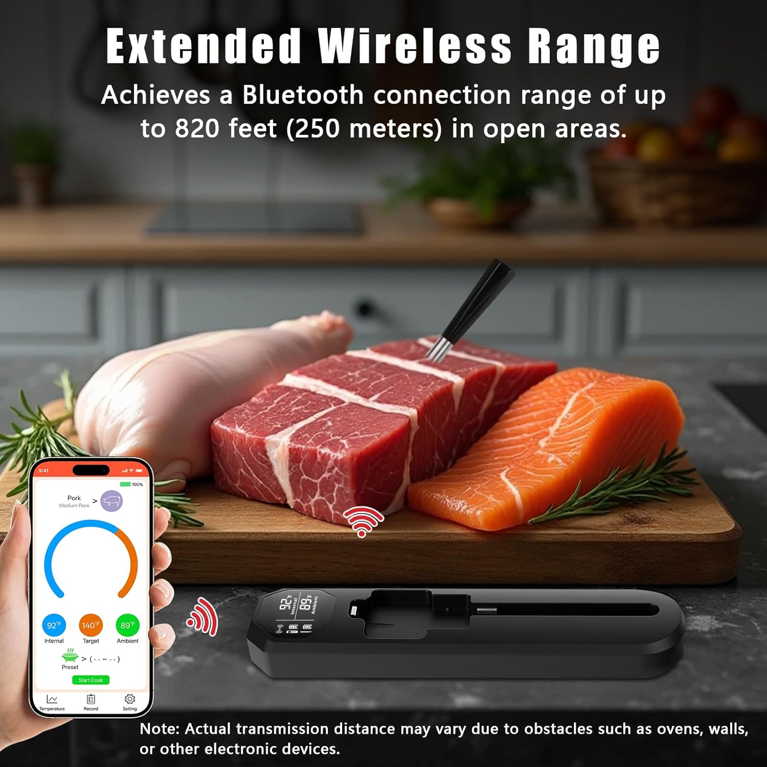 Extended wireless range of the feifeaouy meat thermometer