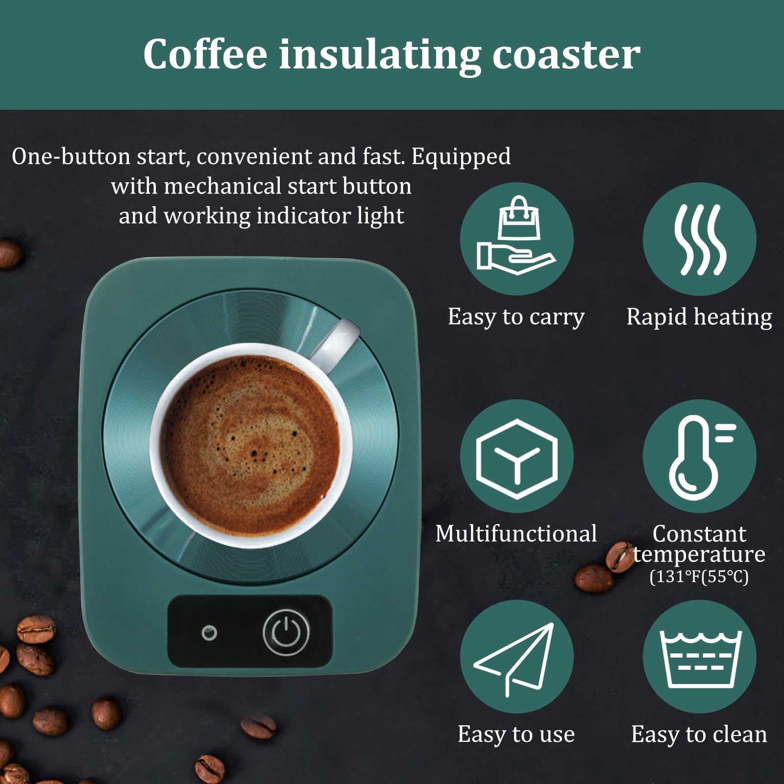 Mug Warmer Portable Cup Warmer Fast and Even Heating Electric Coffee with US Cable Plug Thermostat Coffee Cup Heater for Office Desk Home