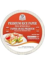 52USA Rice Paper, 1 Pack, Rice Paper Wrappers, Fresh Spring Roll Wrappers & Dumplings-34 Sheets, Gluten-Free Wonton Wrappers, Vegan, Low Carb, Vietnamese Rice Wraps (Round, 22cm)
