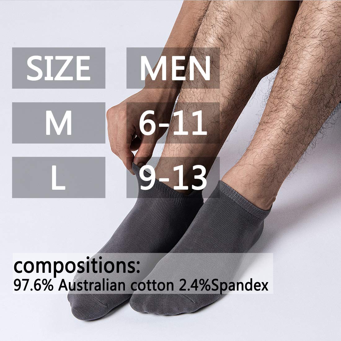 ZONBAILON 6 Pairs Khaki Men's Low Cut Ankle Socks Cotton Casual Ankle Socks L