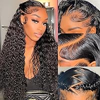 Vista 23 de Pelucas de encaje frontal de 13 x 4, cabello humano con cabello de bebé para mujeres negras, 220 % de densidad, encaje frontal transparente HD, onda