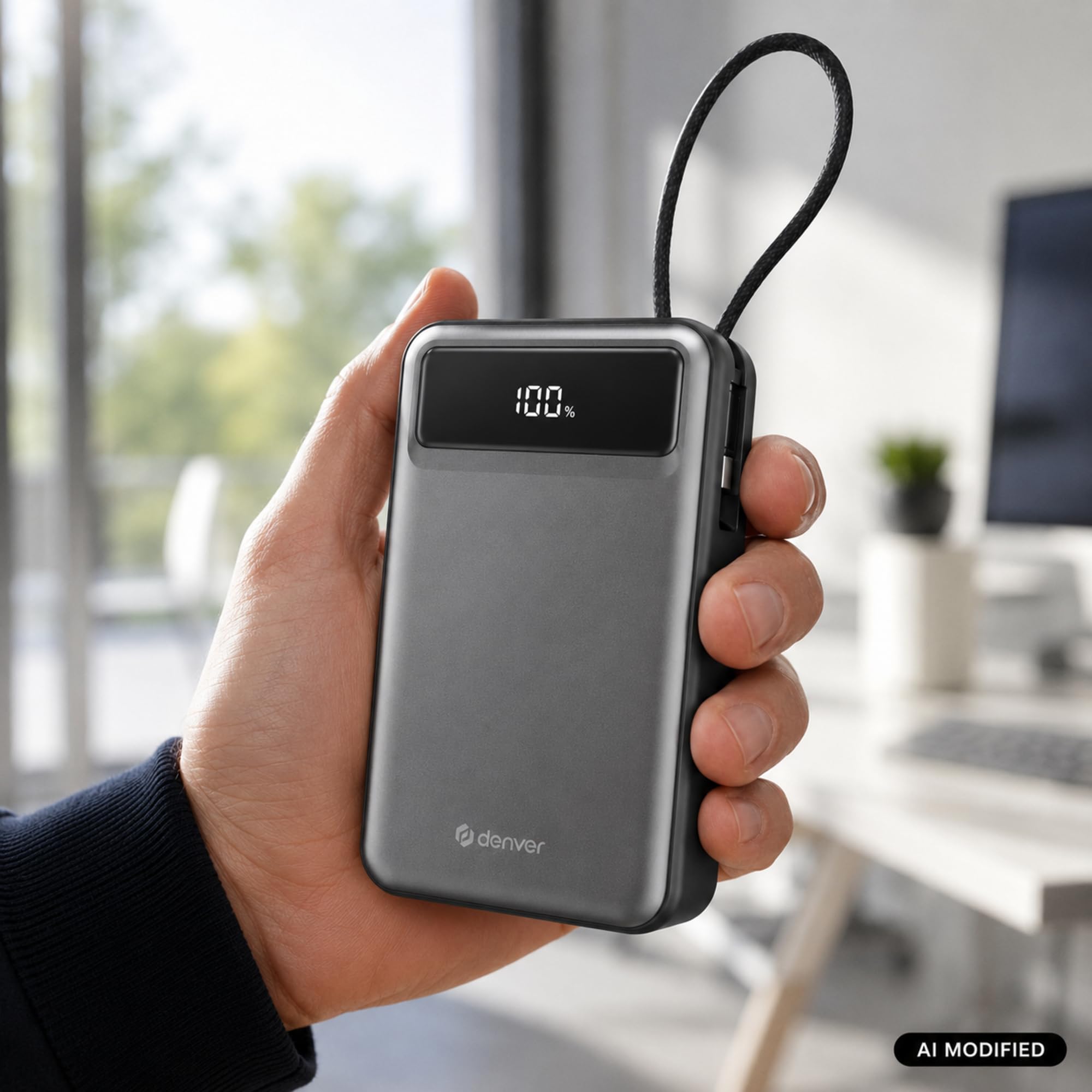 Denver Batería externa de 20.000 mAh, 65 W, carga rápida USB-C PD