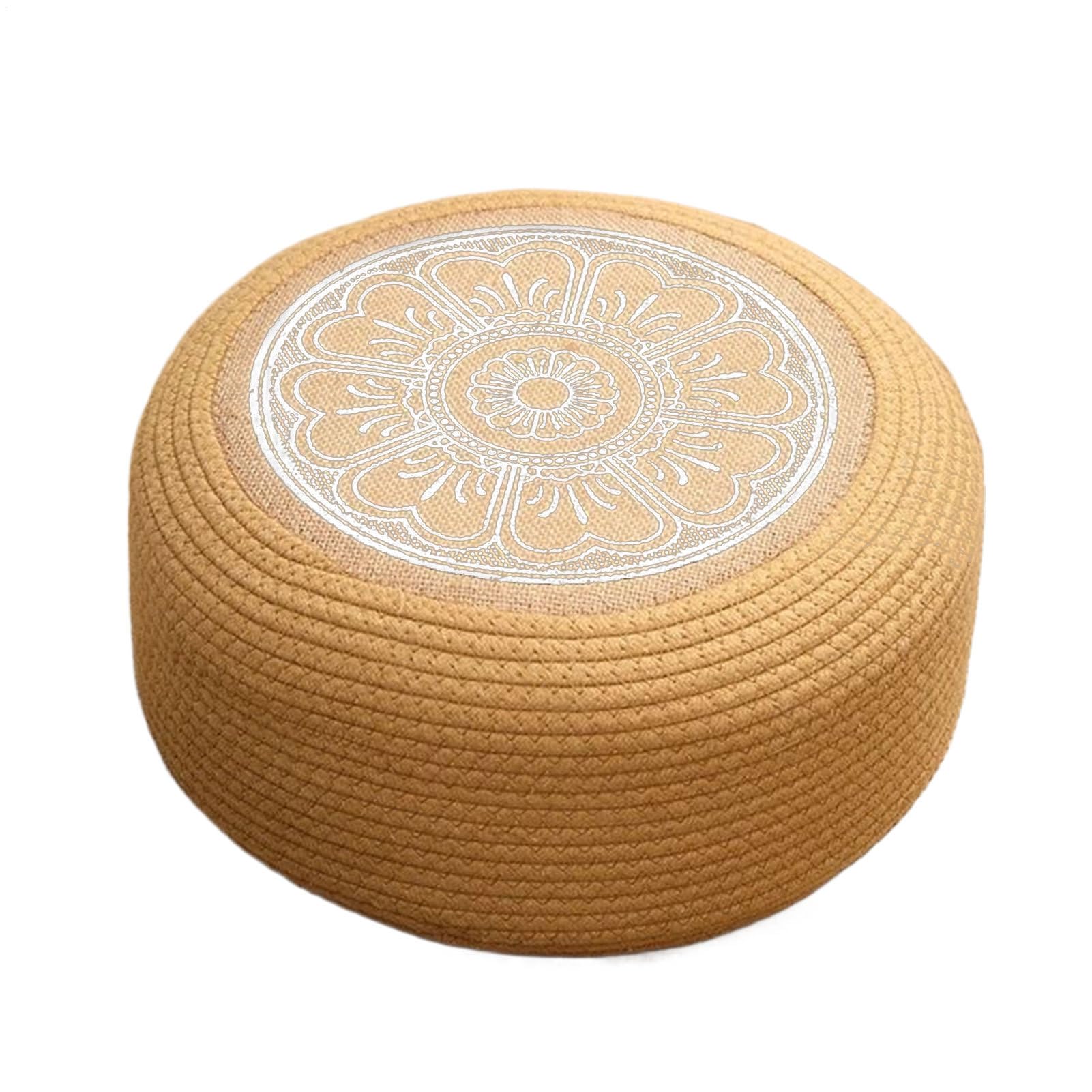 Generico Pouf In Rattan,Sgabello Rotondo Intrecciato per Esterni | Cuscini da Esterno per Giardino Terrazza Portico Deck Costiero