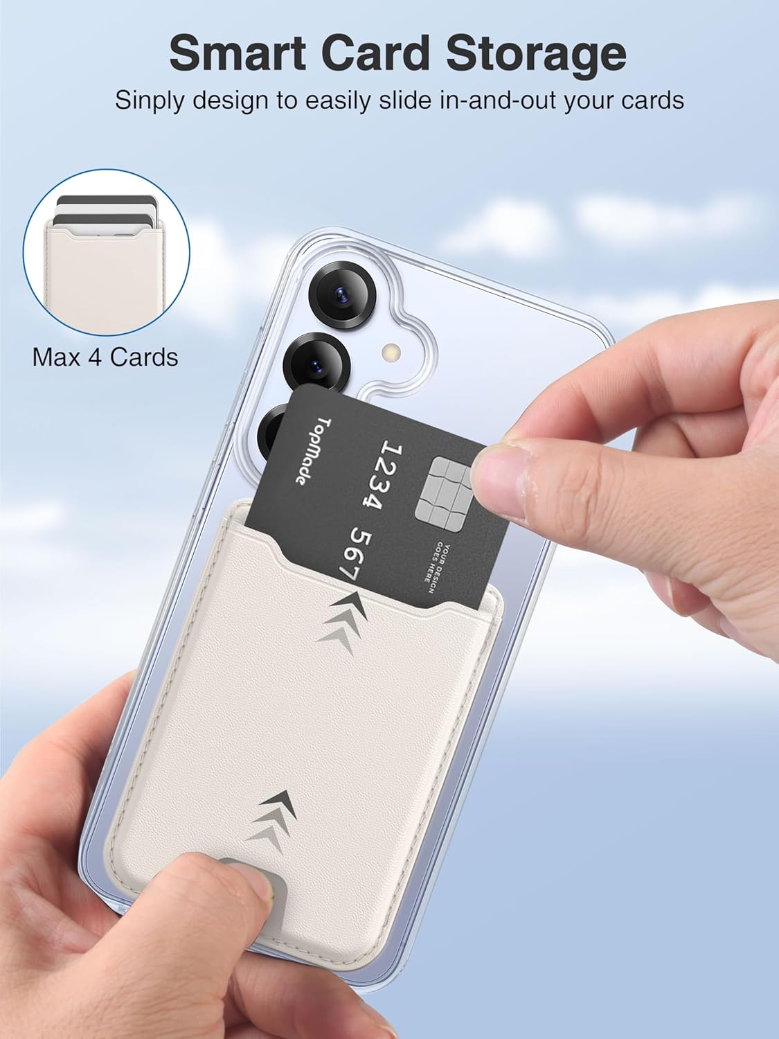 TopMade for MagSafe Wallet, Magnetic Wallet for Samsung Galaxy S25/S24 Series and Galaxy Z Fold 7 with Magnetic Case and iPhone 16/15/14/13/12 Series, Fits 4 Cards, Milky White