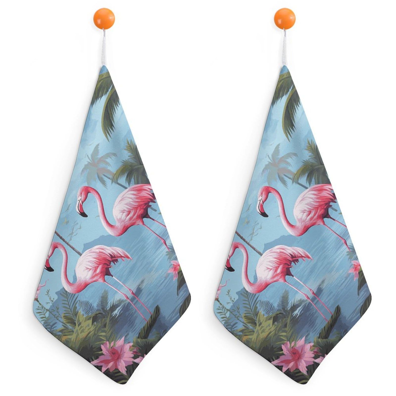 LDGSUPH Tropical Flamingos Hand Towels Fashion Hand Face Towel with Hanging Strap Absorbent Soft Decorative Towel Fade Resistant Cozy Face Cloths for Kitchen Gym Bathroom Towels 2PCS